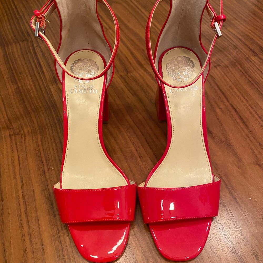 Vince Camuto Red High Heels (Winderly Ankle Strap Sandal) - Size 10